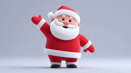 cute 3d santa claus waving on minimal background, perfect for christmas greeting cards, festive marketing banners, winter holiday promotions, kids illustrations, social media posts, seasonal advertise