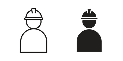 Construction worker icon in minimal flat, stroke style. suitable for graphic designs
