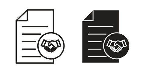 Contract icon in minimal flat, stroke style. suitable for graphic designs