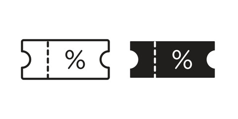 Coupon icon in minimal flat, stroke style. suitable for graphic designs