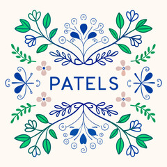 Elegant floral frame with name patels 