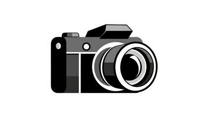 Minimalist photography camera icon with striking black and white design for imagery