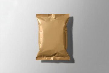 Matte Chip Bag Mockup with Realistic Shadows on Transparent Background.
