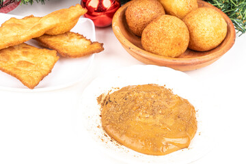 Custard, flakes and fritter. Colombian Christmas gastronomy