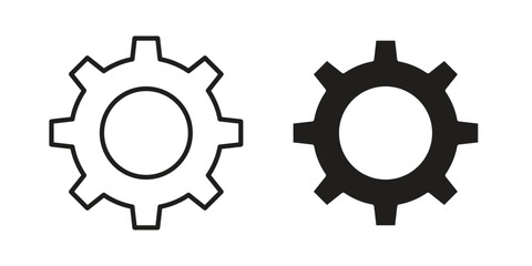 Cogwheel icon in minimal flat, stroke style. suitable for graphic designs