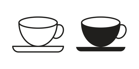 Coffee icon in minimal flat, stroke style. suitable for graphic designs