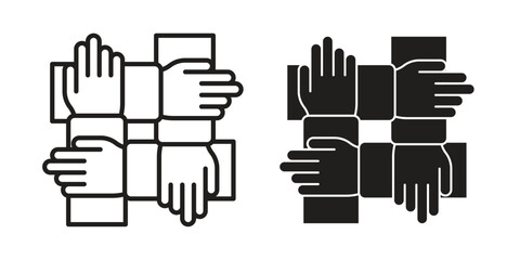 Collaboration icon in minimal flat, stroke style. suitable for graphic designs