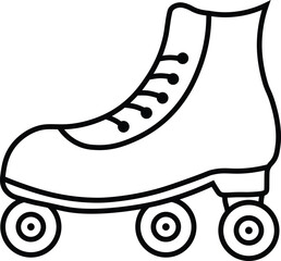 Simple black and white line drawing of a single retro roller skate