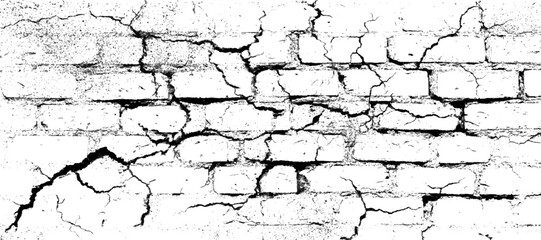 Abstract black and white cracked wallpaper with distressed cement surfaces texture .grunge cracked texture template with scratched wall background .