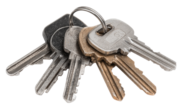 Assorted keys bunch on a ring - Powered by Adobe