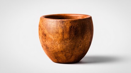 A rustic wooden bowl showcasing natural textures and earthy hues.