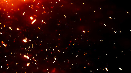 Floating embers sparks black background. Opacity or screen mode usage for overlay image