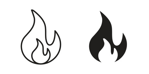 Fire icon in minimal flat, stroke style. suitable for graphic designs