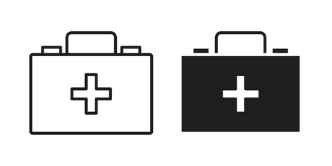 First aid kit icon in minimal flat, stroke style. suitable for graphic designs