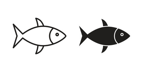 Fish icon in minimal flat, stroke style. suitable for graphic designs