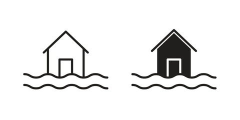Flood icon in minimal flat, stroke style. suitable for graphic designs