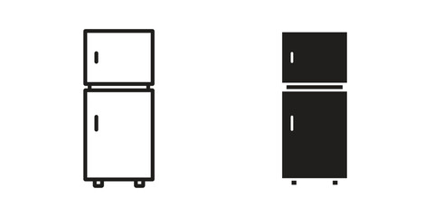 Fridge icon in minimal flat, stroke style. suitable for graphic designs