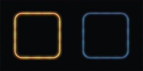 Abstract Neon Frames Glowing on Black Background Graphic Element Design