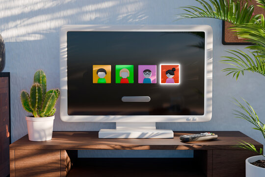 3D user profile selection screen on modern TV interface