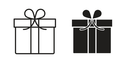 Gift box icon in minimal flat, stroke style. suitable for graphic designs