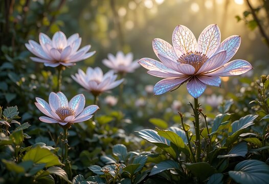 Luminescent Fantasy Lotus Blossoms at Sunrise