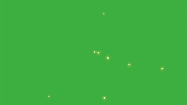 Animated video fireflies moving on green background