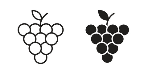 Fototapeta premium Grapes icon in minimal flat, stroke style. suitable for graphic designs