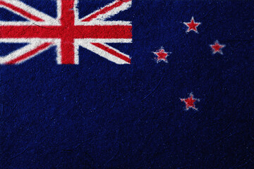 Textured visual evokes the spirit of New Zealand, showcasing the nation's flag with artistic depth and a sense of national pride through its symbolic representation in red, white, and