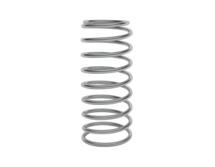 Shiny chrome metal spring isolated on a transparent background for various industrial and mechanical design applications and projects