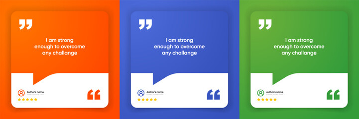 Fototapeta premium 3D bubble testimonial banner, quote, infographic. Social media post template designs for quotes. Empty speech bubbles, quote bubbles and text box. Vector Illustration EPS10.