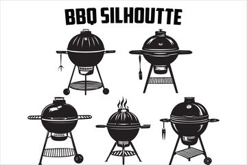 Outdoor Barbecue Icon Set – Black Silhouette