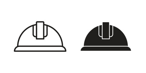 Helmet icon in minimal flat, stroke style. suitable for graphic designs