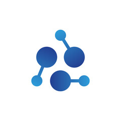 Triangle Blue Molecule or DNA abstract rotation logo design