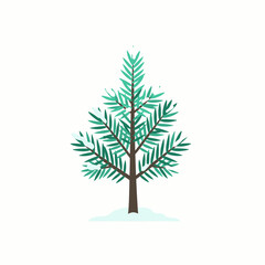 Winter icon a stylized pine tree covered in snow, perfect for seasonal vector graphics and fall clipart illustrations, representing the essence of autumn and winter