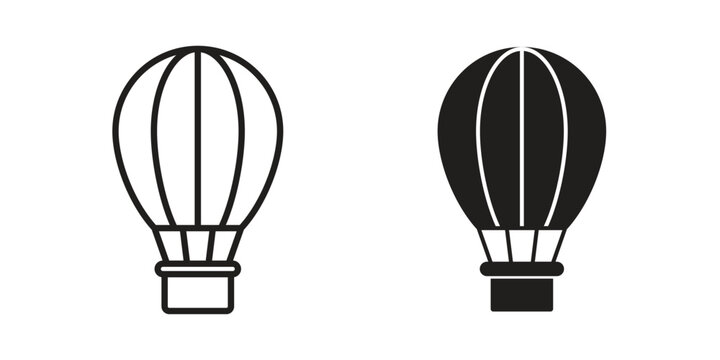 Hot air balloon icon in minimal flat, stroke style. suitable for graphic designs