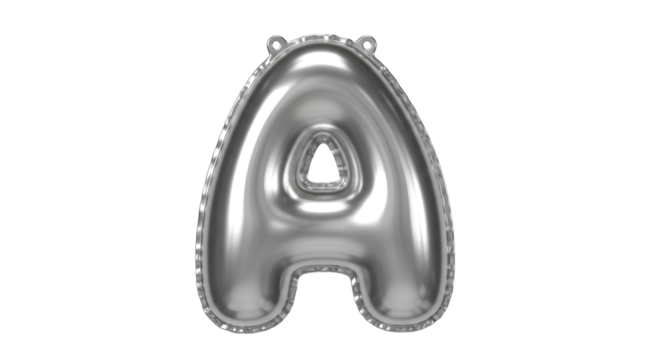 Shiny metallic silver balloon letter a, perfect for celebration