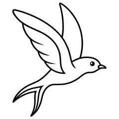Illustration of a swallow in flight isolated on