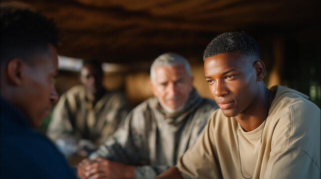 A multicultural group of scientists decoding ancient climate data inside an ice cave research station, each sharing cultural perspectives on environmental memory — global heritage, scientific