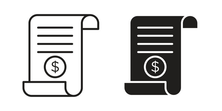 Invoice payment icon in minimal flat, stroke style. suitable for graphic designs
