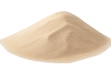 Pile of isolated sand or fine powder forming a small dune shape, featuring a transparent background