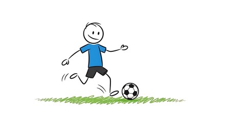 Stick Figure Playing Soccer - A Simple and Fun Illustration.