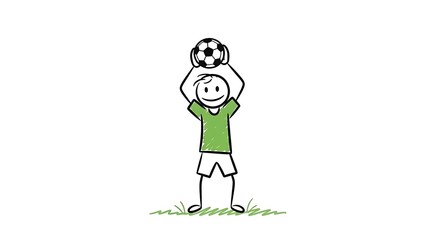 Stick Figure Playing Soccer - A Simple Illustration of Sport.