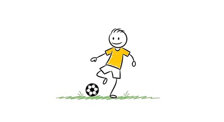 Stick Figure Playing Soccer - A Simple Joyful Illustration.