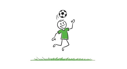 Stick Figure Soccer Player Heading the Ball Illustration.