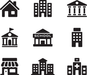 Fototapeta premium Modern real estate buildings, contemporary residential buildings, country houses and urban cottages flat vector