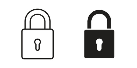 Lock icon in minimal flat, stroke style. suitable for graphic designs