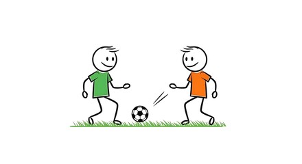 Stick Figures Playing Soccer - A Simple and Fun Illustration.