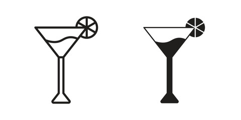 Martini glass icon in minimal flat, stroke style. suitable for graphic designs
