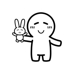 ぬいぐるみを持っている人物　イラスト