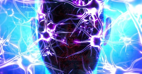 Future Technology Human Mind Connected to Neural Network. Neural Network and Artificial Intelligence related 3D Concept. - Powered by Adobe